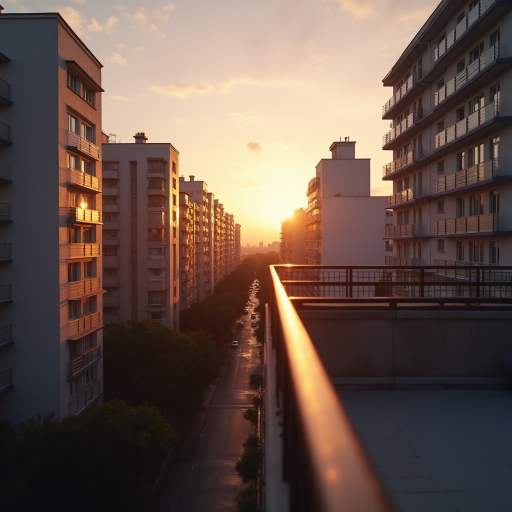 Edificios de departamentos en Buenos Aires al atardecer